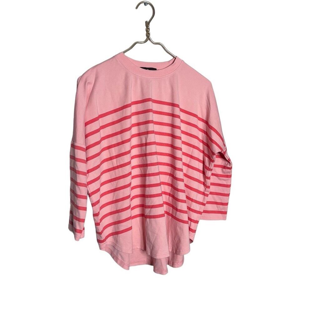 Pomander Place Tuckernuck Drop Shoulder Long Sleeve Orange Salmon Stripes